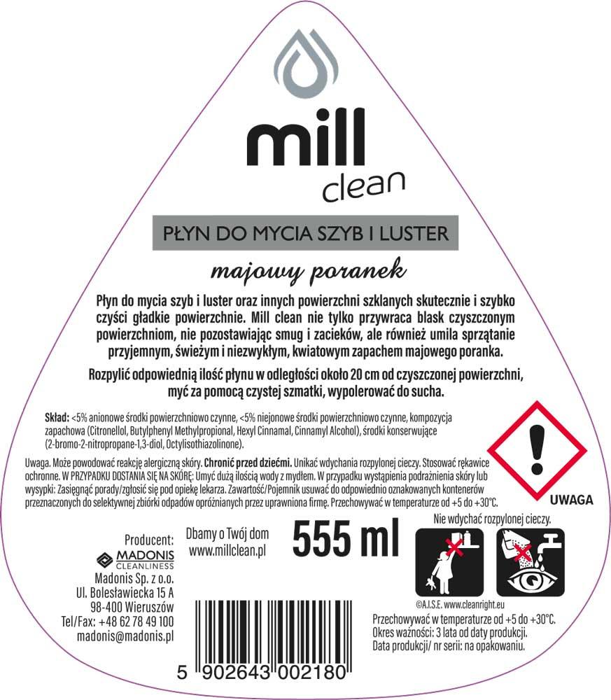 Mill Clean płyn do szyb i luster 555ml Majowy Poranek