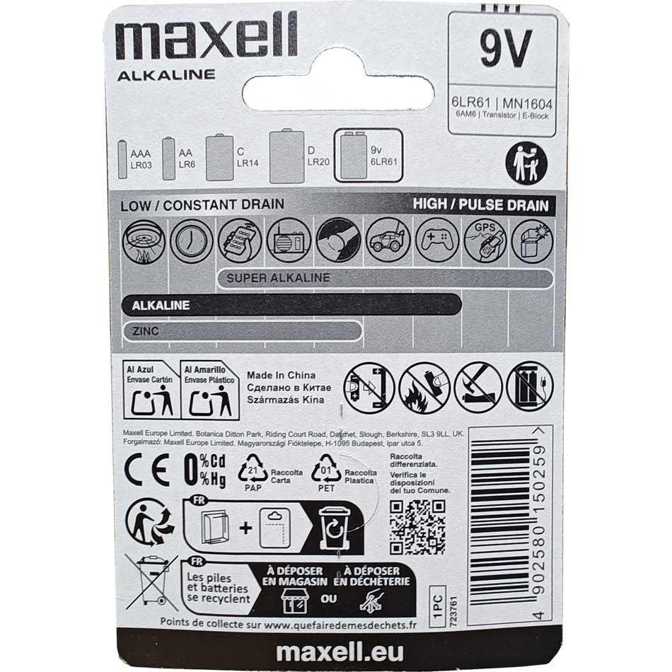 Maxell Alkaline bateria alklaliczna 6LR61 9V kostka