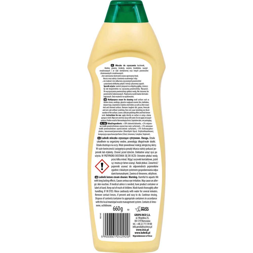 Ludwik mleczko do czyszczenia cytrynowe 660g
