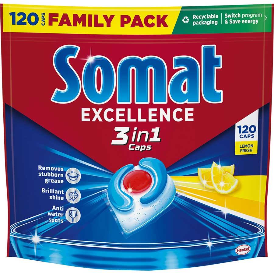 Somat kapsułki do zmywarek Excellence 3in1 120 sztuk Lemon