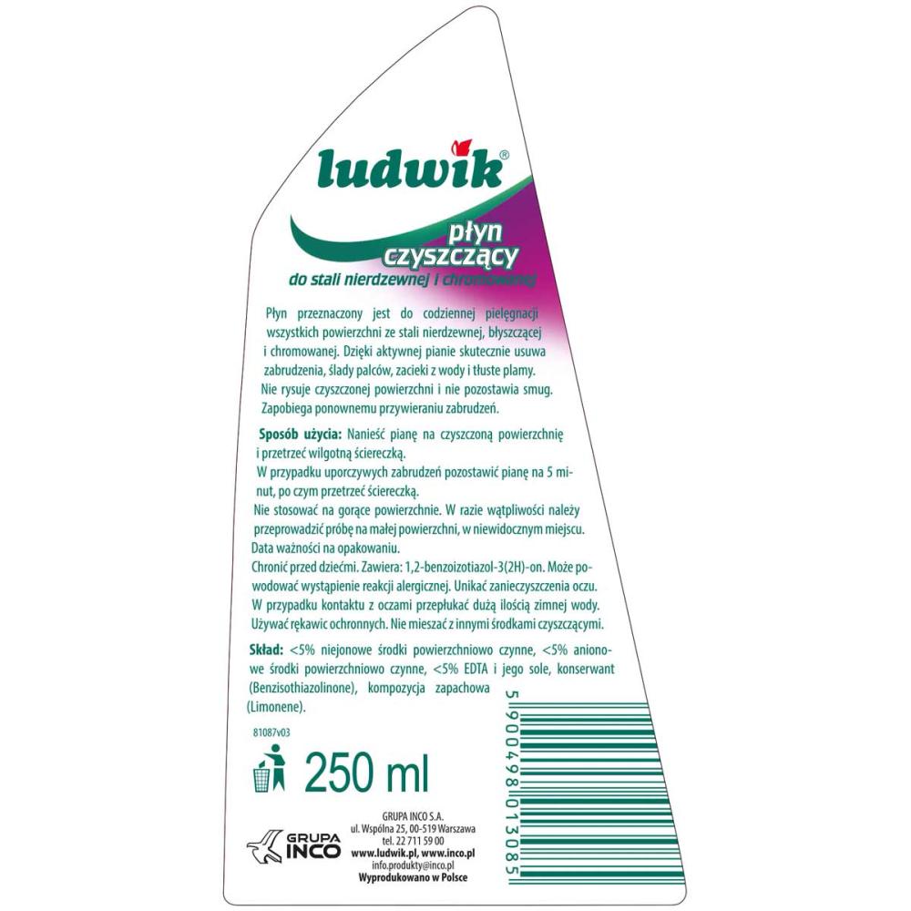 Ludwik płyn do mycia stali nierdzewnej i chromowanej spray 250ml