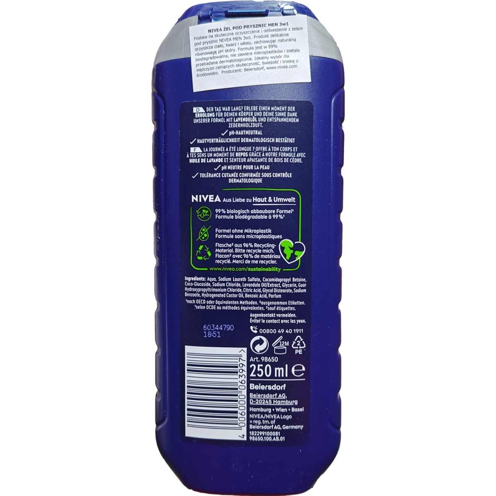 Nivea Men 3in1 Total Relax żel pod prysznic 250ml