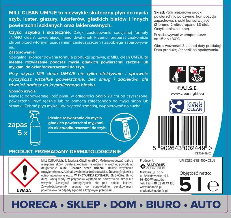 Mill Clean UMYJE płyn do mycia szyb 5L