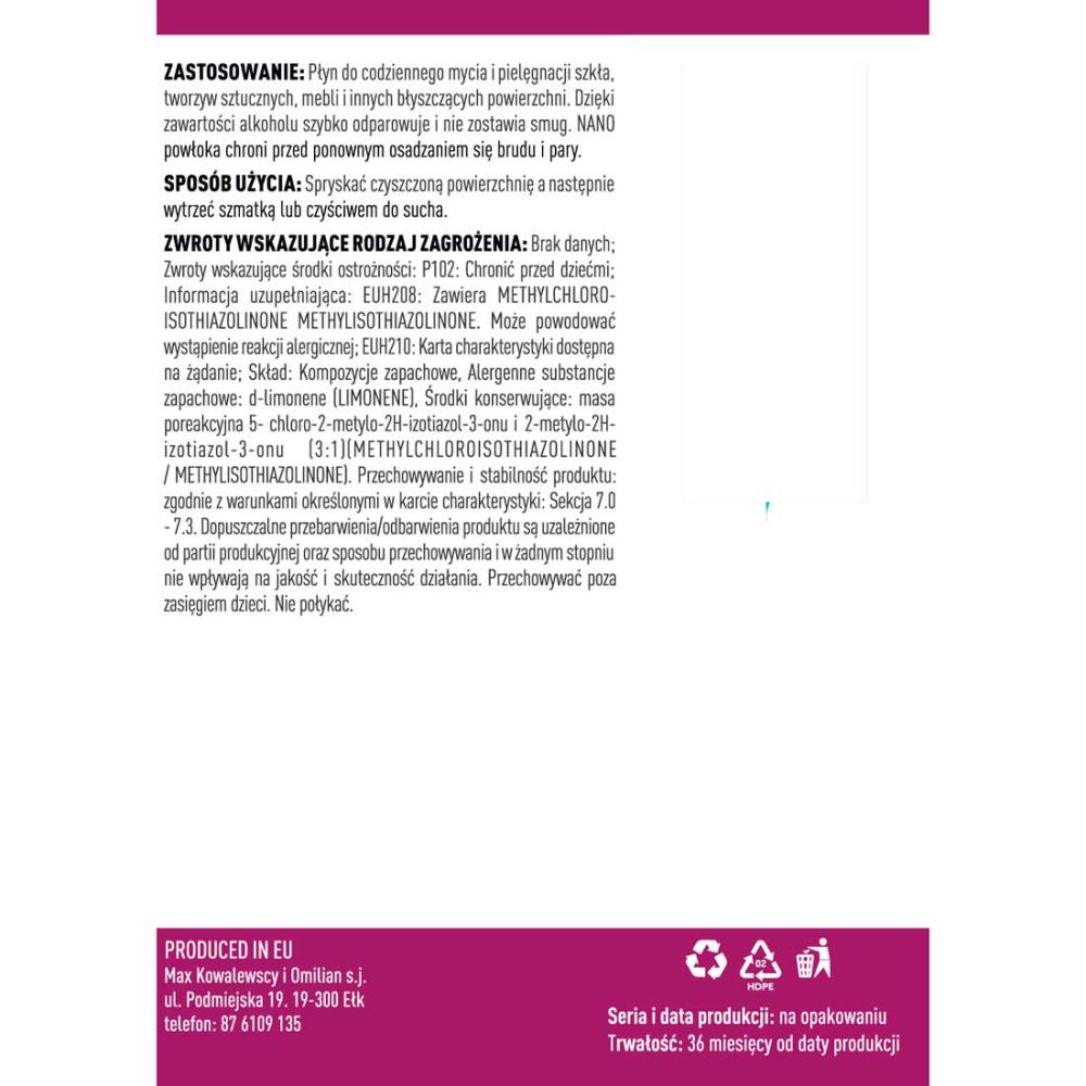 Hase Glass Nanotechnologia 9639 1L płyn do mycia szyb w sprayu