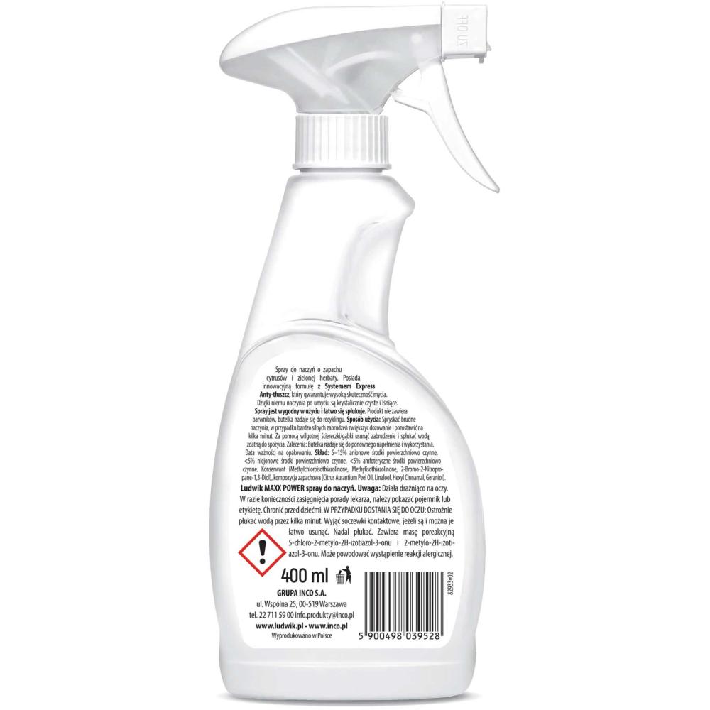 Ludwik Maxx Power płyn do naczyń w sprayu 400ml