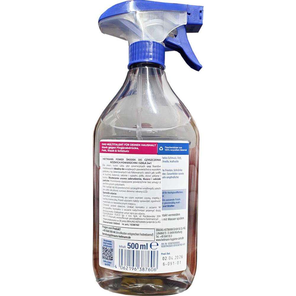 Heitmann płyn 3w1 do szyb, powierzchni błyszczących i matowych 500ml spray 