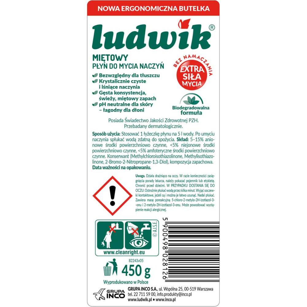 Ludwik płyn do naczyń 450g mięta