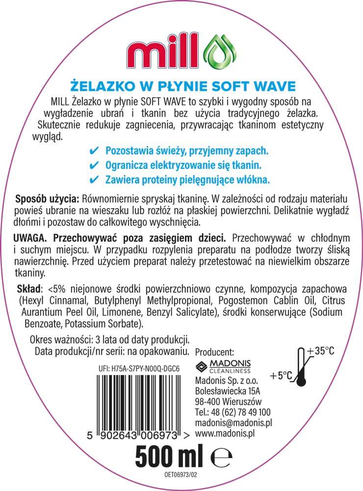 Mill żelazko w płynie Spray Iron 500ml Soft Wave rozpylacz