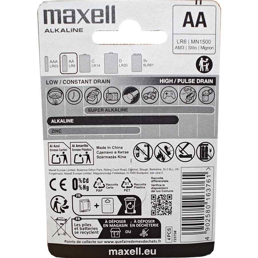 Maxell Alkaline bateria alkaliczna AA LR6 4szt blister