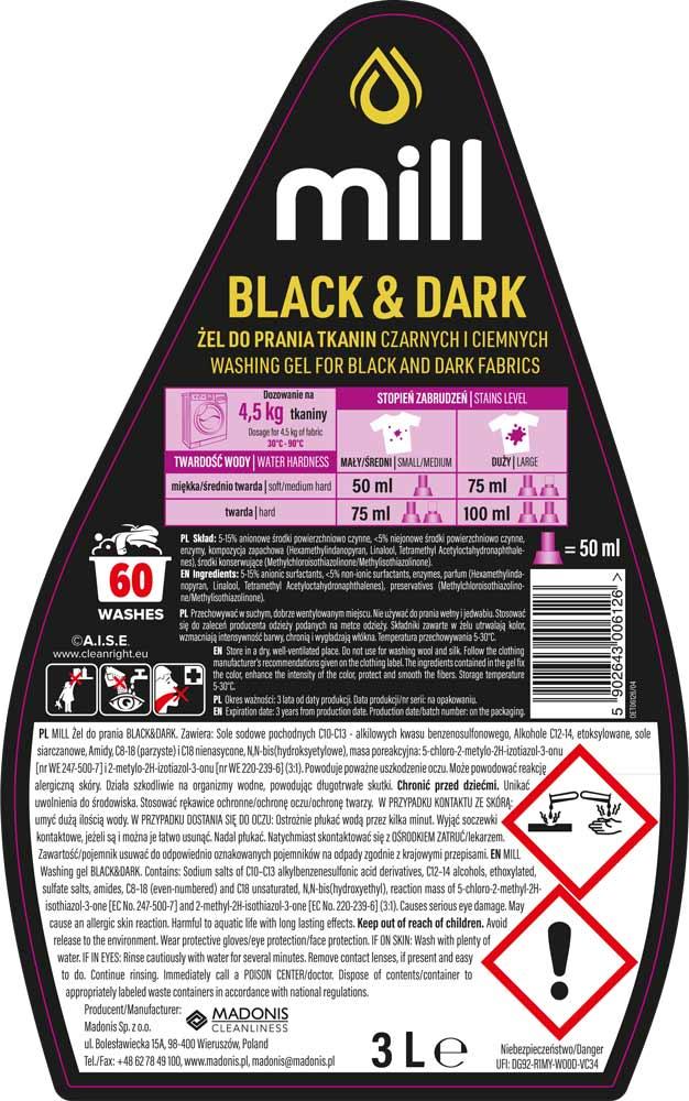 Mill żel do prania 3L Black & Dark