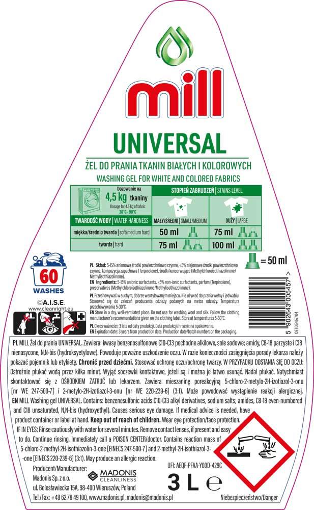 Mill żel do prania 3L Uniwersalny