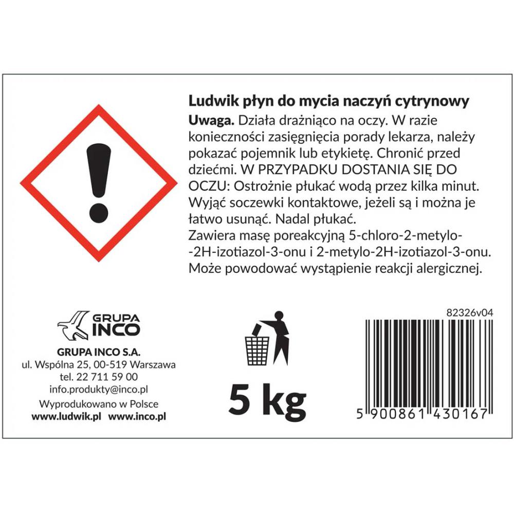 Ludwik płyn do naczyń 5kg cytryna