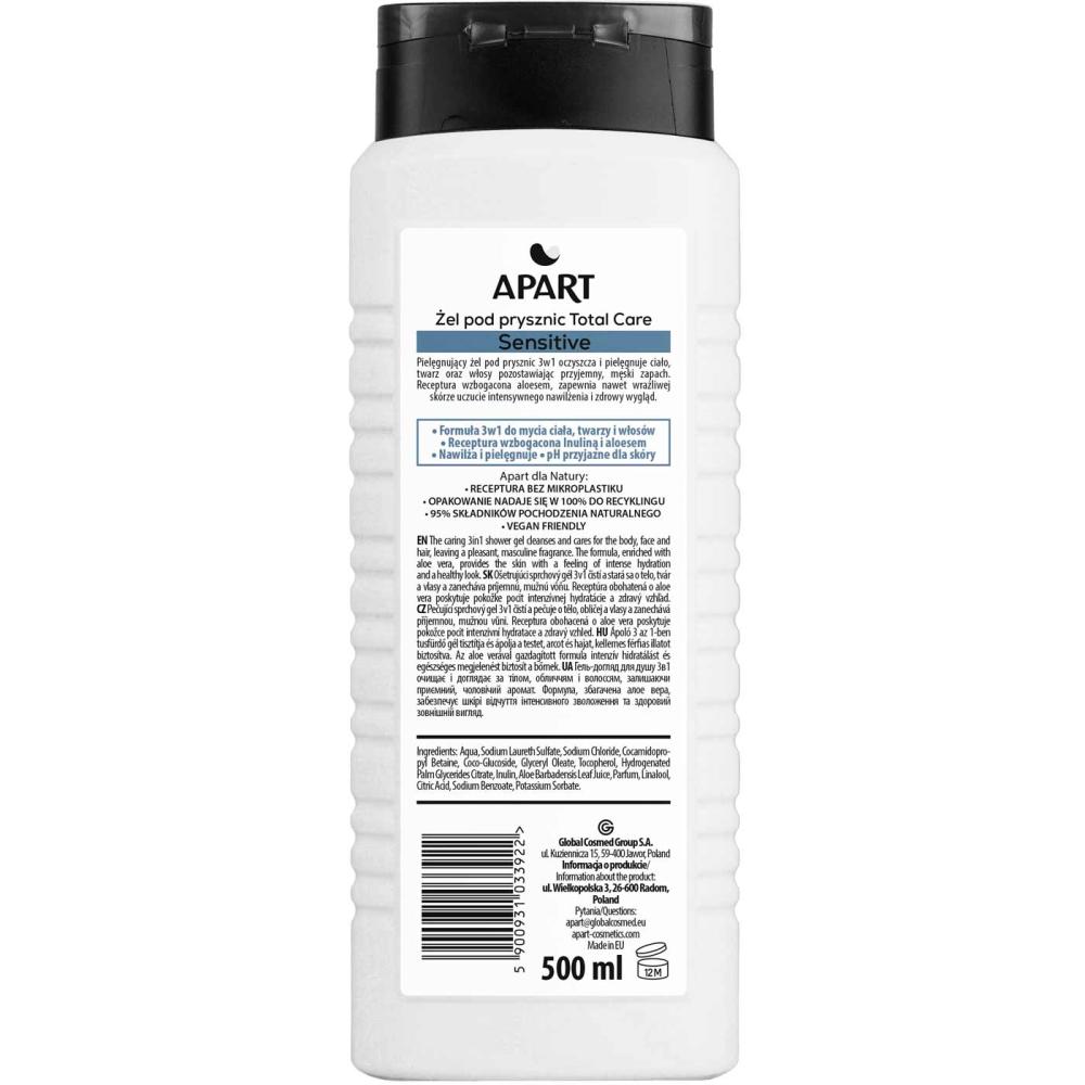 Apart żel pod prysznic 3w1 Men Total Care Sensitive 500ml