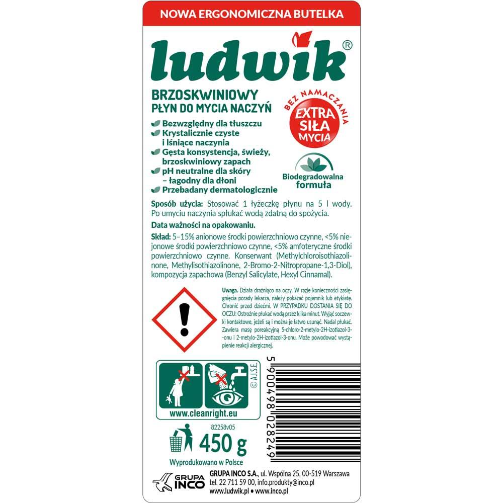 Ludwik płyn do naczyń 450g brzoskwinia