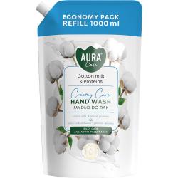 Bispol Aura mydło w płynie 1L – zapas Mleczko Bawełniane i Proteiny