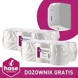 Hase SMART PAKIET ręcznik 2W, 150m biały, celuloza, 12 sztuk + dozownik GRATIS!