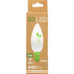 3D LED żarówka E14 6W neutralna biała