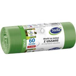 Stella worki do segregacji śmieci z uszami SZKŁO 60L/14 sztuk zielone