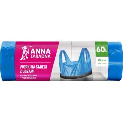 Anna Zaradna worki na śmieci z uszami T-shirt 60L/20szt. niebieskie