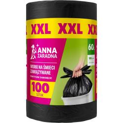 Anna Zaradna worki na śmieci XXL zawiązywane 60L/100 sztuk czarne
