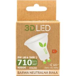 3D LED żarówka GU10 8W neutralna biała