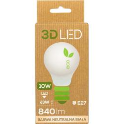3D LED żarówka E27 10W neutralna biała