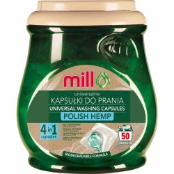 Mill kapsułki piorące 4w1 uniwersalne 50 sztuk Konopie Polskie
