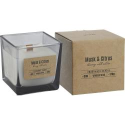 Bispol świeca z drewnianym knotem o zapachu piżma i cytrusów