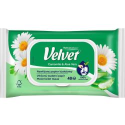 Velvet Camomile & Aloe Vera nawilżany papier toaletowy 48 sztuk
