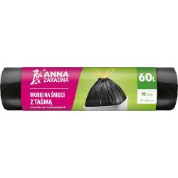 Anna Zaradna worki na śmieci z taśmą ściągającą 60L/10szt. czarne