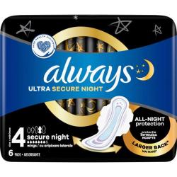 Always Ultra Secure Night podpaski 6 sztuk skrzydełka