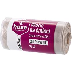Hase worki na śmieci LDPE 35L/50 sztuk 9240 bezbarwne