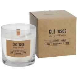 Bispol świeca z drewnianym knotem o zapachu Ciętych róży