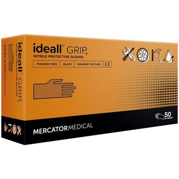 Mercator Medical Ideall Grip+ rękawice nitrylowe rozmiar L 100 sztuk Czarne