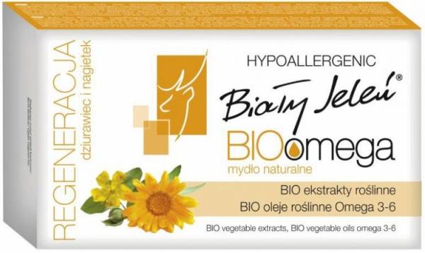 Biały Jeleń Bio Omega regeneracja dziurawiec i nagietek mydło naturalne 85g