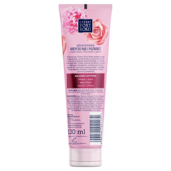 Cztery Pory Roku krem do rąk wzmacniający 130ml Piwonia & Róża