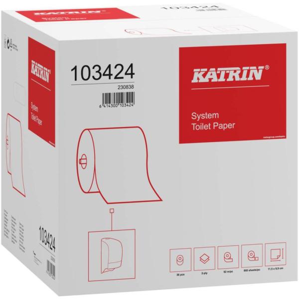 Katrin System 103424 papier toaletowy 2W 92m 36 sztuk biały