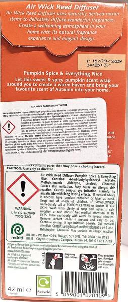 Air Wick patyczki zapachowe Dynia z Przyprawami
