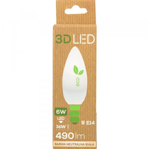 3D LED żarówka E-14 6W neutralna biała
