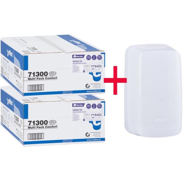 Merida Top zestaw papier toaletowy w listkach PTB403 2szt. + pojemnik na papier BTS401