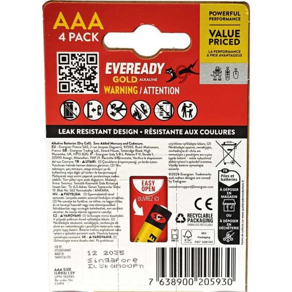 Eveready Gold Alkaline bateria alkaliczna AAA LR3 4szt.