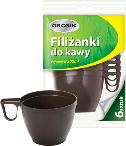 Grosik brązowe filiżanki do kawy 6 szt. 200ml plastik