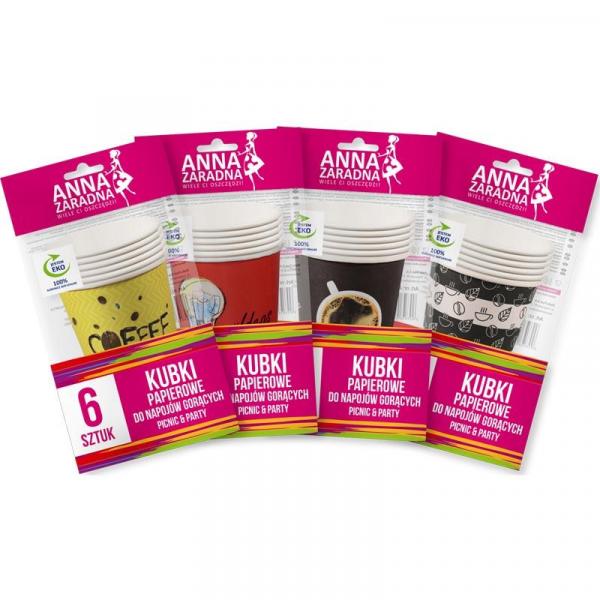 Anna Zaradna kubki papierowe do napojów gorących 6szt.
