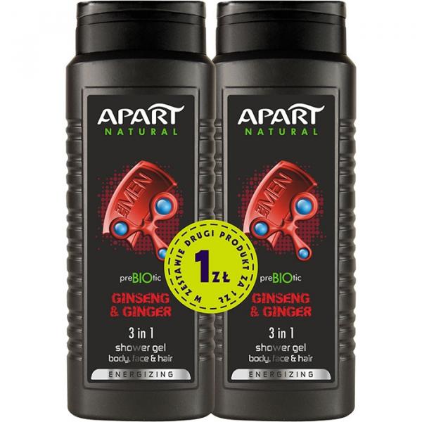 Apart męski żel pod prysznic duopak żeńszeń-imbir