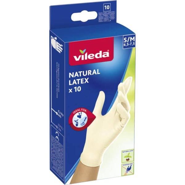 Vileda Natural Latex rękawice lateksowe S/M 10 sztuk