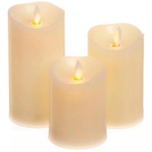 Subito świeca LED 12,5cm kolor ecru z ruchomym płomieniem 3szt.