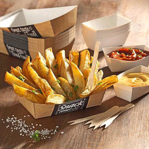 Papstar papierowe tacki na frytki 3.5x7x9cm 50 sztuk
