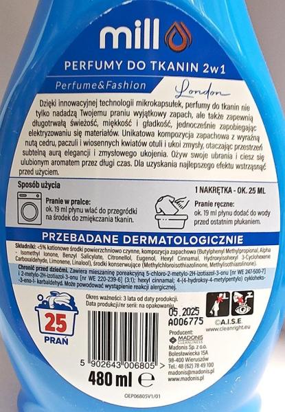 Mill perfumy do tkanin 480ml Fashion London
