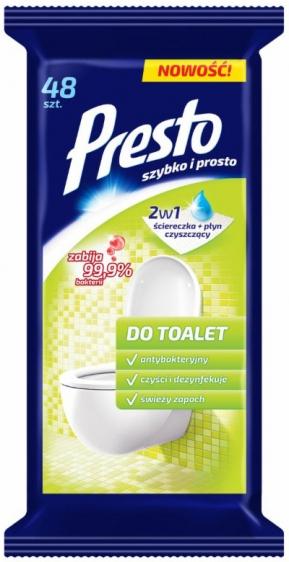 Presto ściereczki nawilżane 2w1 do toalety 48 szt.