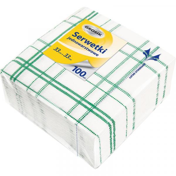 Grosik serwetki gastronomiczne zielone 33x33 100szt krata